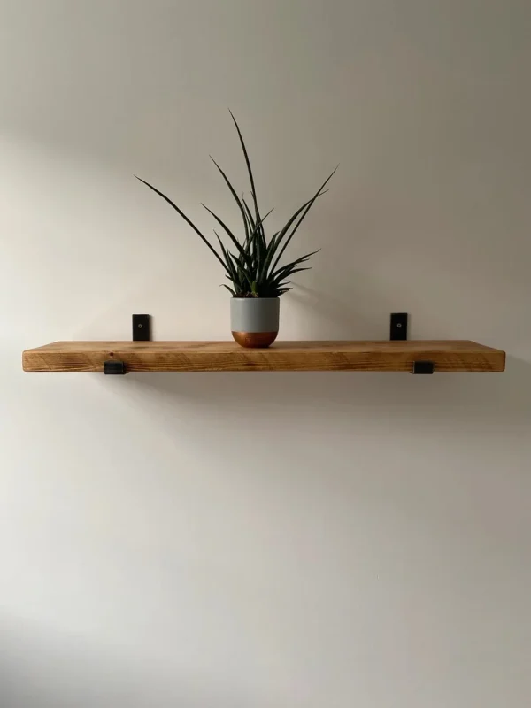 Solid Wood Rustic Shelving With Steel Scaffold Brackets 20cm Depth Various Colours and Sizes - Image 6