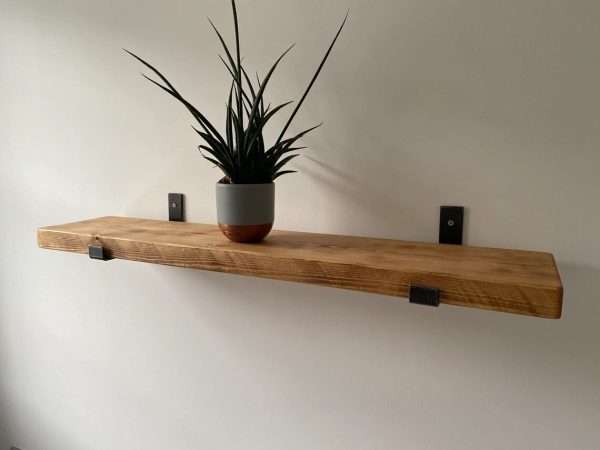 Solid Wood Rustic Shelving With Steel Scaffold Brackets 20cm Depth Various Colours and Sizes - Image 4