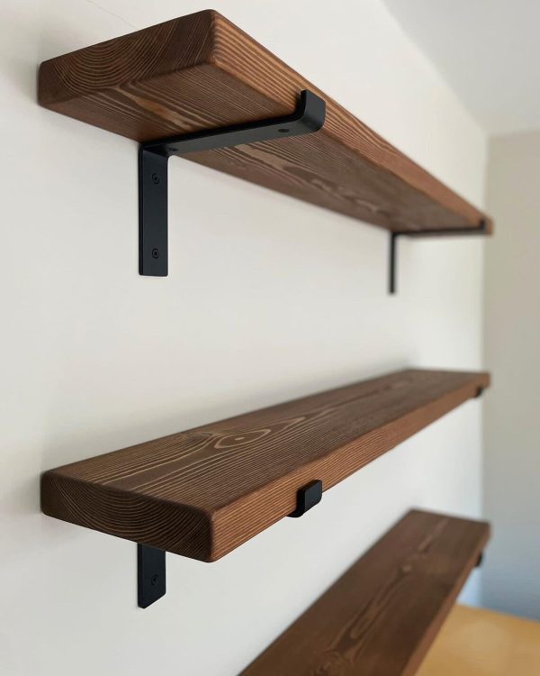 Solid Wood Rustic Shelving With Steel Scaffold Brackets 20cm Depth Various Colours and Sizes - Image 5