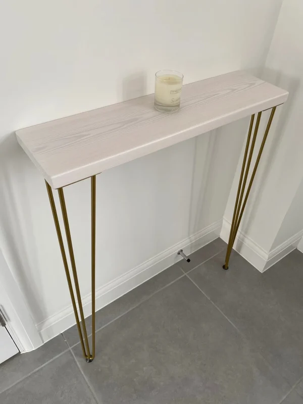 White Console Table, Hallway Table, Radiator Shelf, Rustic Hallway Table, Entryway Table, Narrow Tables, Hairpin Legs - Image 5