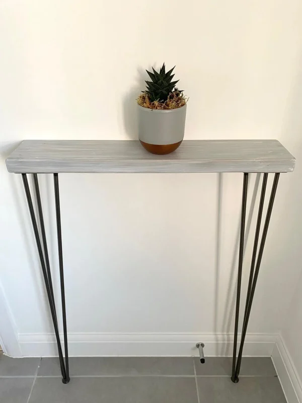 Narrow console table with hairpin legs, wooden rustic hallway table, radiator shelf, small table | FREE DELIVERY - Image 5