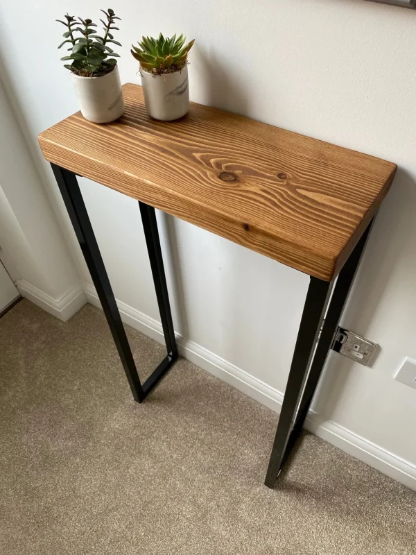 Console Table With Industrial 25mm Steel Box Legs | 70-160cm | Multiple size and colour combinations