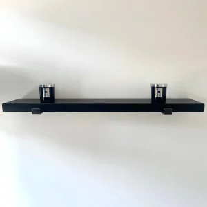 Black Shelving Handcrafted from Chunky Wood l 20cm Depth 4cm Thick 30-180cm