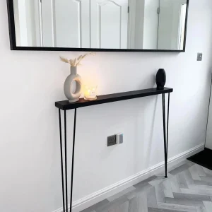 Black Console Table, Hallway Table, Narrow Table, Black Hairpin Legs l Modern Rustic Furniture