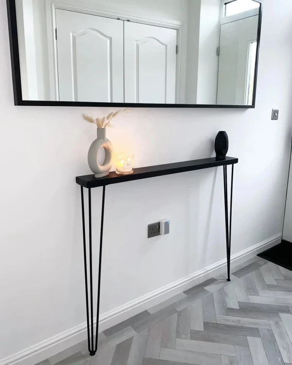 Black Console Table, Hallway Table, Narrow Table, Black Hairpin Legs l Modern Rustic Furniture