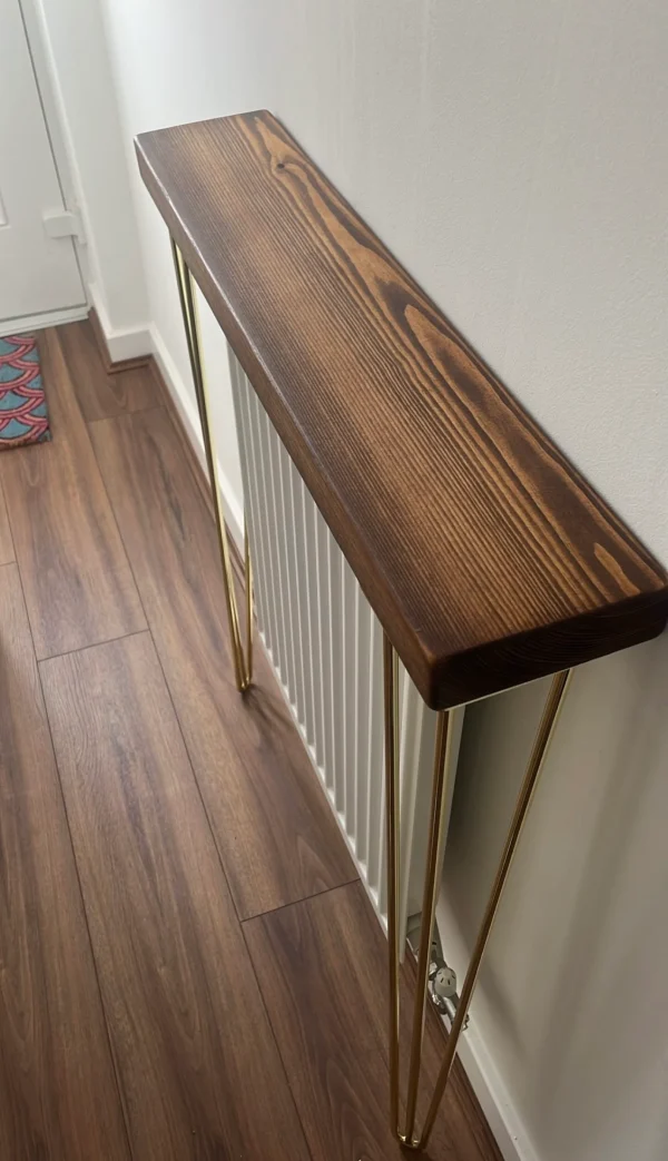 Dark Oak Console Table, Hallway Table, Radiator Shelf, Rustic Hallway Table, Dark Wood Table, Narrow Tables, Hairpin Legs - Image 2