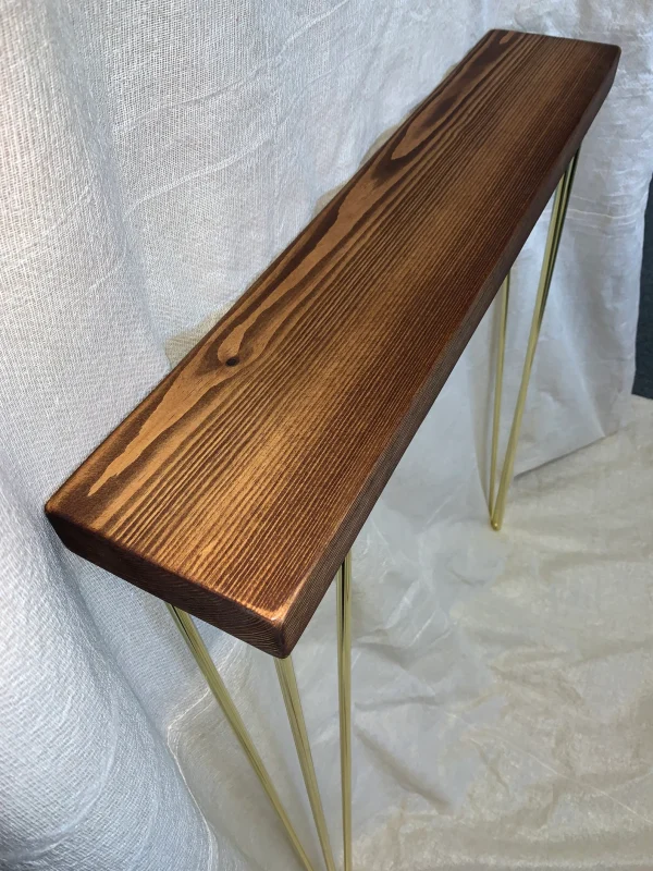 Dark Oak Console Table, Hallway Table, Radiator Shelf, Rustic Hallway Table, Dark Wood Table, Narrow Tables, Hairpin Legs - Image 3