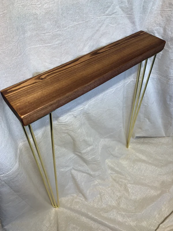 Dark Oak Console Table, Hallway Table, Radiator Shelf, Rustic Hallway Table, Dark Wood Table, Narrow Tables, Hairpin Legs - Image 5