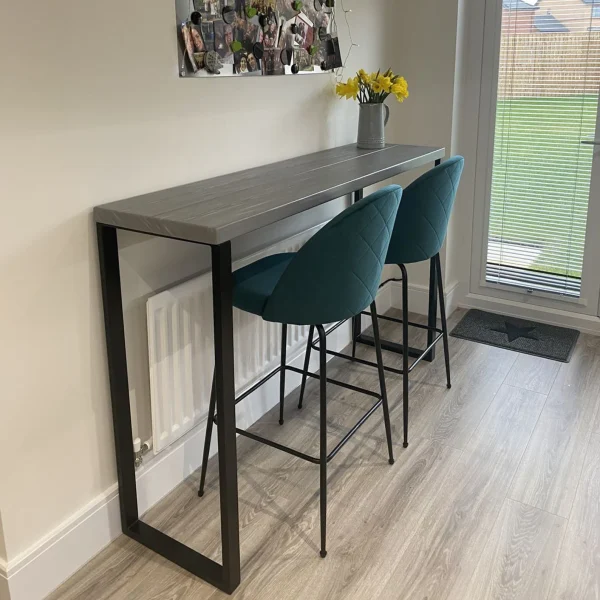 Grey Stone Breakfast Bar - Kitchen Table With handmade Industrial Steel Box Legs l 60cm - 180cm I Multiple colour options available - Image 7
