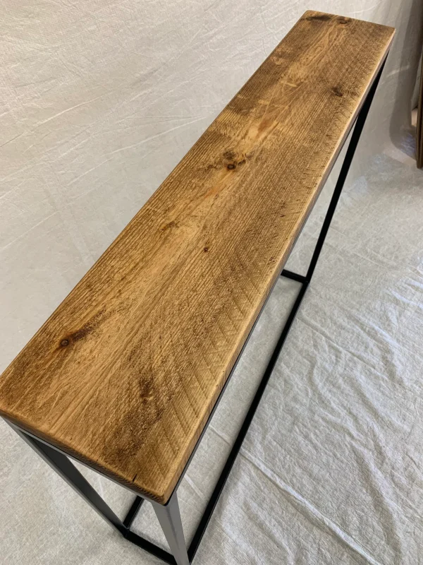 Rustic Pine Console Table With Black Handmade Steel Frame - Various Sizes Available - Image 5