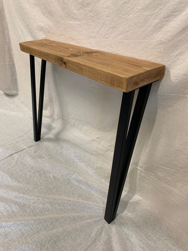 Chunky Rustic Sleeper Style Console Table With Box Hairpin Legs - Image 4