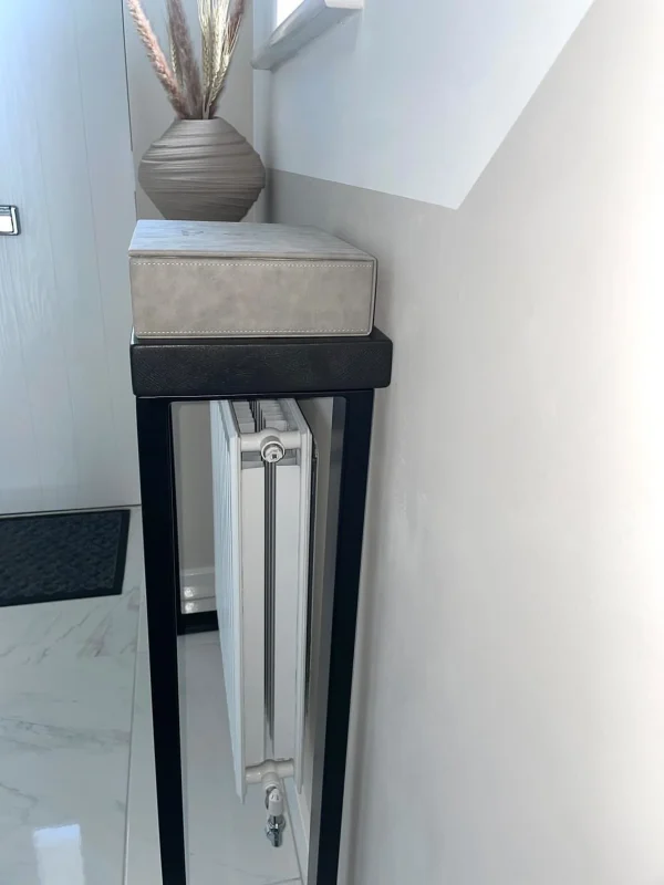 All Black Console Table | Hallway Table | Radiator cover with Handmade Industrial Steel Box Legs 50-160cm - Image 3