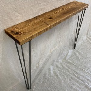 Rustic Pine Wood Console Table With Steel Hairpin legs, Character wood I 50 - 170cm