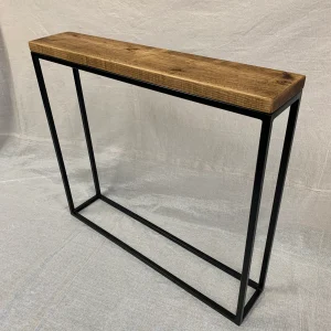 Rustic Pine Console Table With Black Handmade Steel Frame - Various Sizes Available