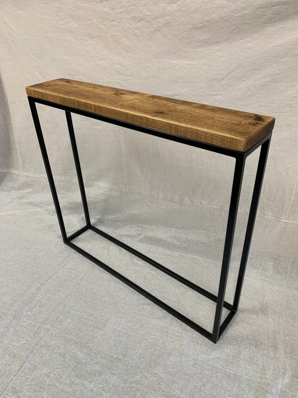 Rustic Pine Console Table With Black Handmade Steel Frame - Various Sizes Available