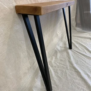 Chunky Rustic Sleeper Style Console Table With Box Hairpin Legs