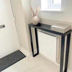 All Black Console Table | Hallway Table | Radiator cover with Handmade Industrial Steel Box Legs 50-160cm