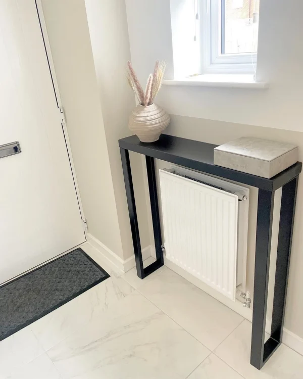 All Black Console Table | Hallway Table | Radiator cover with Handmade Industrial Steel Box Legs 50-160cm