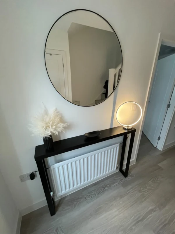 All Black Console Table | Hallway Table | Radiator cover with Handmade Industrial Steel Box Legs 50-160cm - Image 8