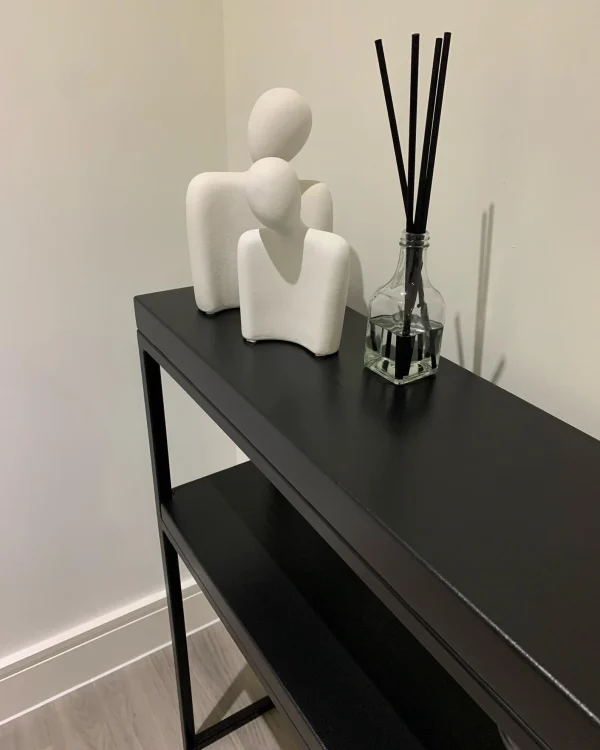 All Black Double Shelf Console Table Handmade Black Steel Frame. 2 Tier Side Unit | Multiple colour and size options available - Image 5
