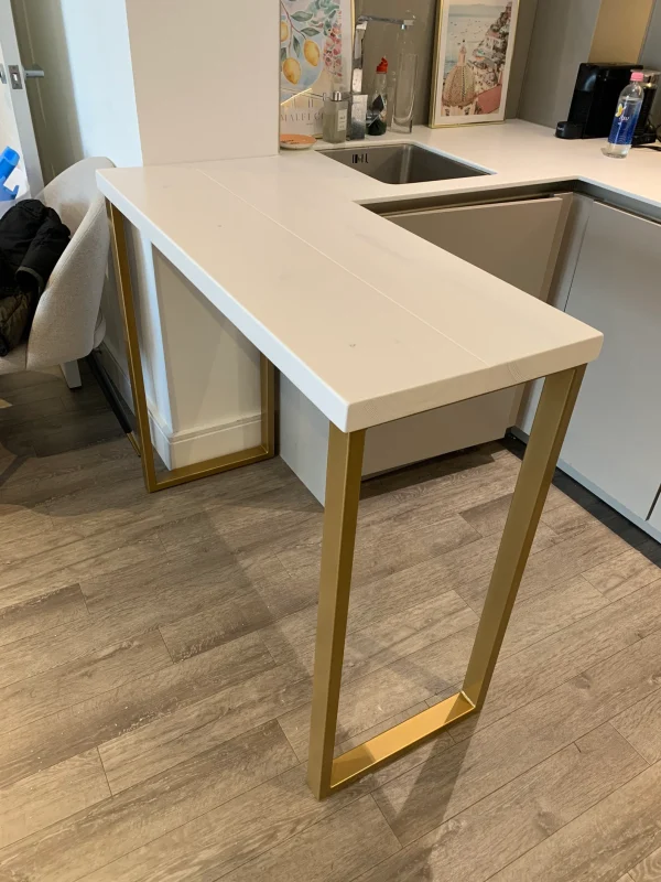 Grey Stone Breakfast Bar - Kitchen Table With handmade Industrial Steel Box Legs l 60cm - 180cm I Multiple colour options available - Image 5