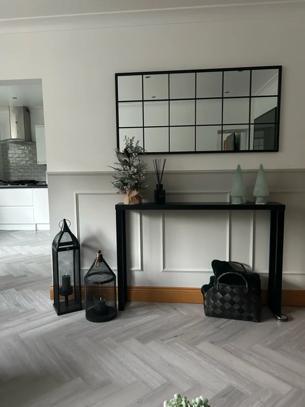 All Black Console Table | Hallway Table | Radiator cover with Handmade Industrial Steel Box Legs 50-160cm - Image 4