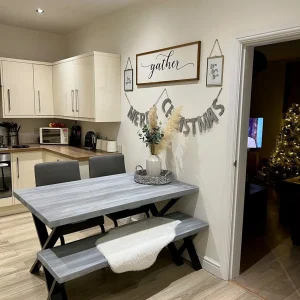 Grey Shabby Chic Sleeper Style Handmade Rustic Dining Table | Optional Matching Bench
