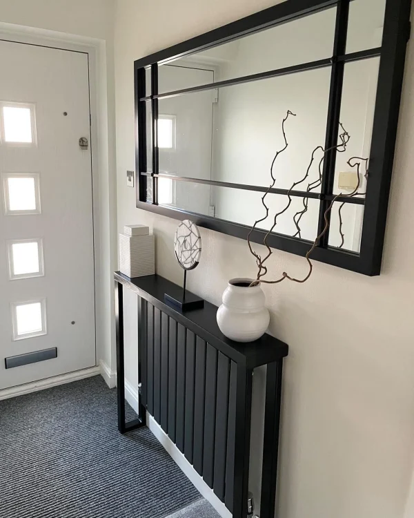 All Black Console Table | Hallway Table | Radiator cover with Handmade Industrial Steel Box Legs 50-160cm - Image 6