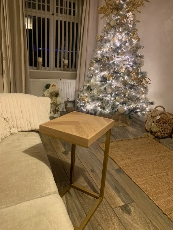 Oak Herringbone Sofa Table, Handmade to Custom Height - Image 7