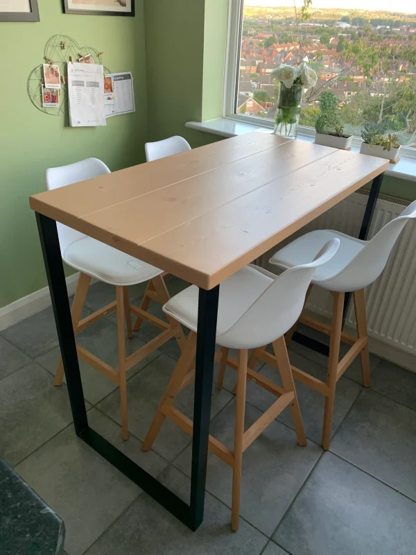 Grey Stone Breakfast Bar - Kitchen Table With handmade Industrial Steel Box Legs l 60cm - 180cm I Multiple colour options available - Image 6