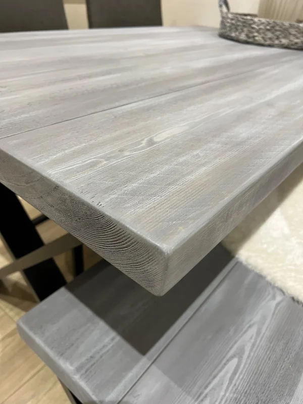 Grey Shabby Chic Sleeper Style Handmade Rustic Dining Table | Optional Matching Bench - Image 5
