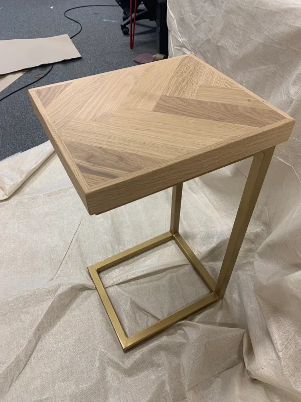 Oak Herringbone Sofa Table, Handmade to Custom Height