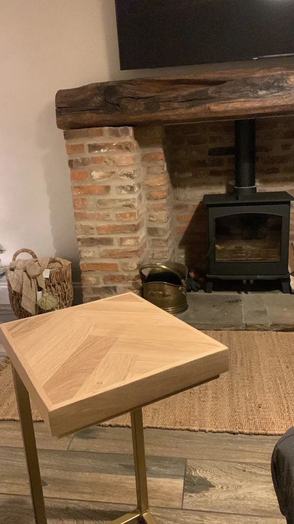 Oak Herringbone Sofa Table, Handmade to Custom Height - Image 6