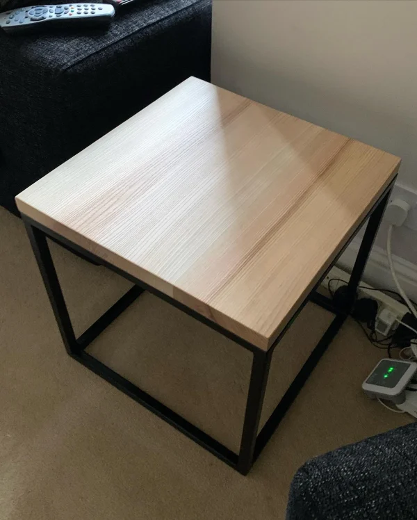 Solid Ash Rectangular Coffee Table With Handmade Black Style Steel Box Section Base | CUSTOM SIZES - Image 6