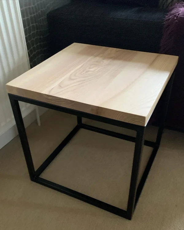 Solid Ash Rectangular Coffee Table With Handmade Black Style Steel Box Section Base | CUSTOM SIZES - Image 5