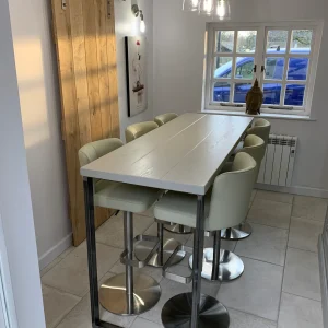 Grey Stone Breakfast Bar - Kitchen Table With handmade Industrial Steel Box Legs l 60cm - 180cm I Multiple colour options available