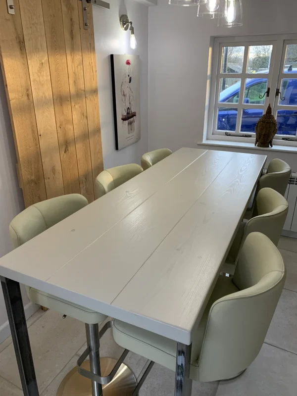 Grey Stone Breakfast Bar - Kitchen Table With handmade Industrial Steel Box Legs l 60cm - 180cm I Multiple colour options available - Image 2