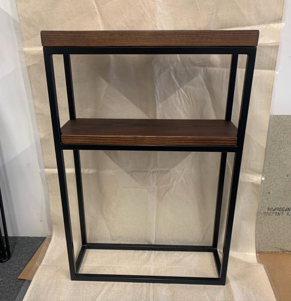 Dark Oak Double Shelf Console Table With Handmade Black Steel Frame | Custom Sizes - Image 2