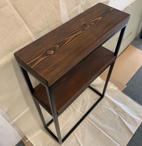 Dark Oak Double Shelf Console Table With Handmade Black Steel Frame | Custom Sizes - Image 3
