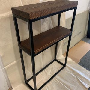 Dark Oak Double Shelf Console Table With Handmade Black Steel Frame | Custom Sizes