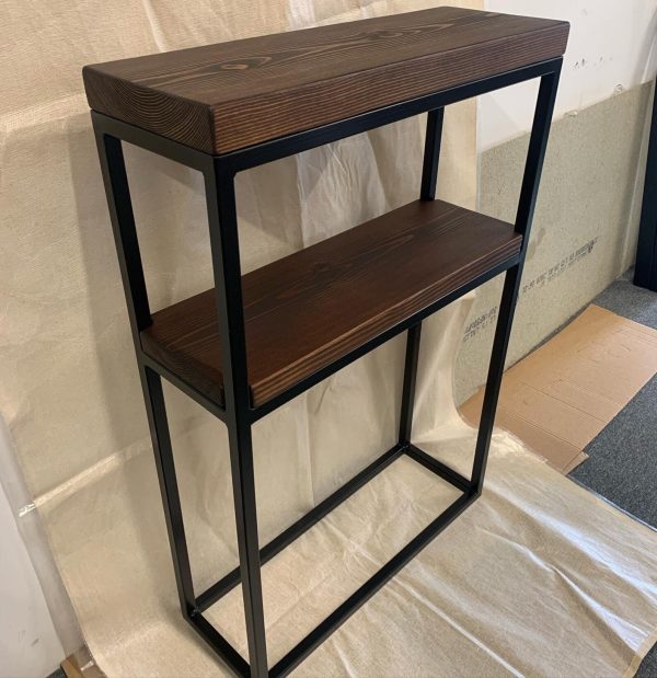 Dark Oak Double Shelf Console Table With Handmade Black Steel Frame | Custom Sizes