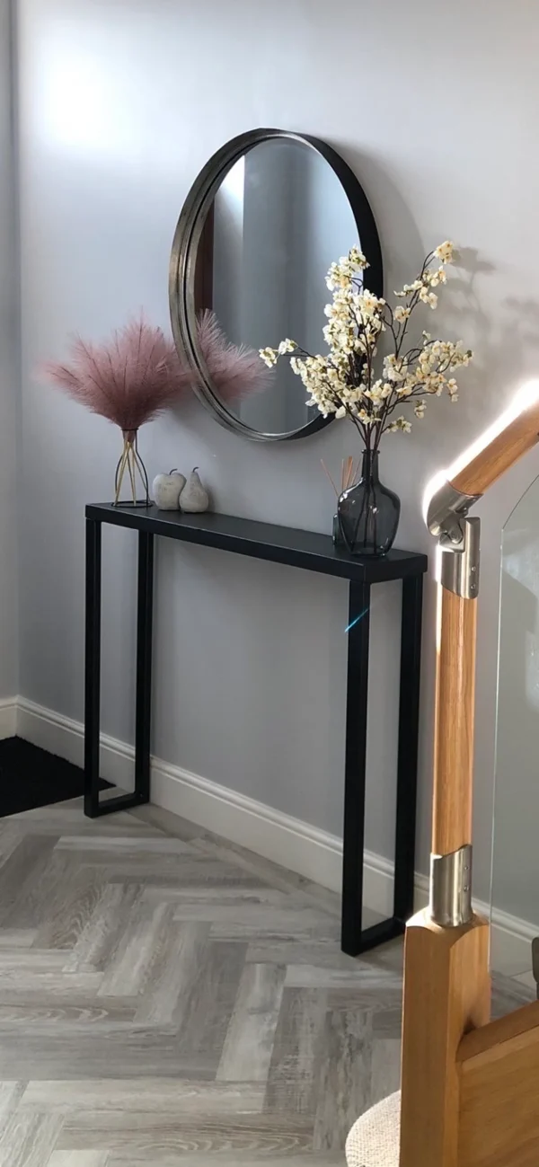 Black Console Table With Handmade Industrial Rectangular Section Steel Legs |Custom Sizes and Colours 50-160cm
