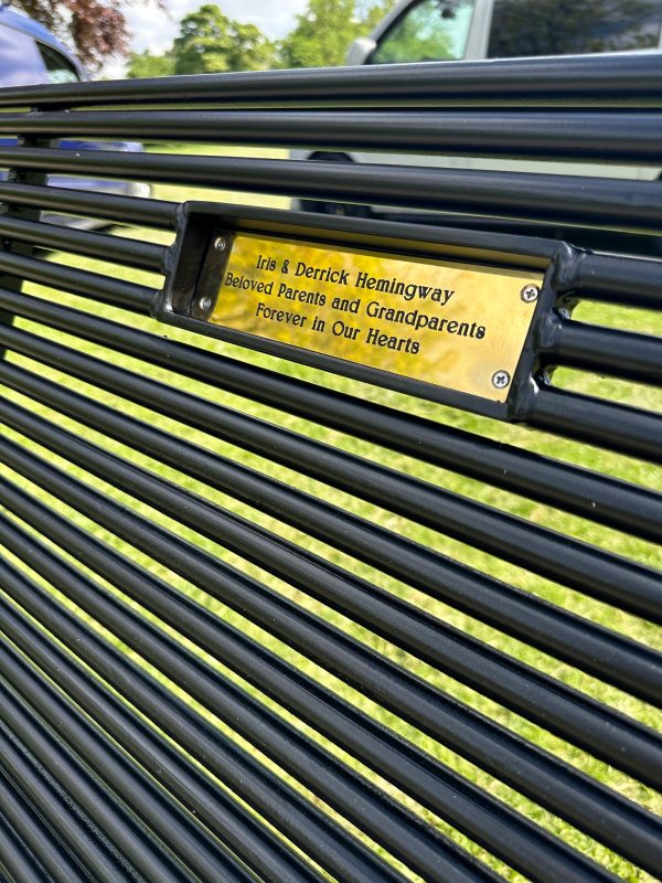 Handcrafted Personalised Memorial Bench | Solid steel Construction | Custom Brass Name Plates And Wording - Image 2