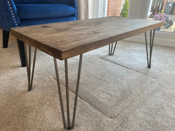 Wooden Coffee Table with Steel Hairpin Legs Handmade to Order l Various options - Image 2