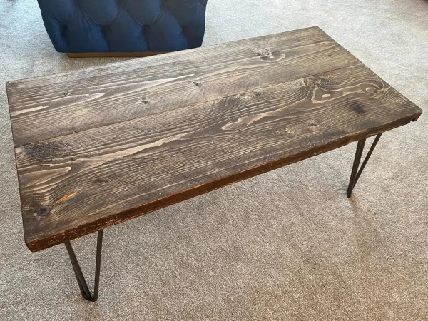 Wooden Coffee Table with Steel Hairpin Legs Handmade to Order l Various options