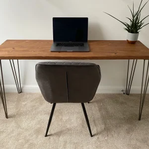 Rustic Office Desk, Industrial Steel Hairpin Legs, Customisable, Handmade To Order, Solid Wood Desk | Bespoke sizes