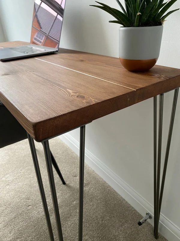 Rustic Office Desk, Industrial Steel Hairpin Legs, Customisable, Handmade To Order, Solid Wood Desk | Bespoke sizes - Image 4