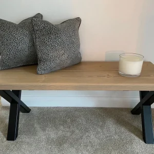 Rustic Bench with Industrial Steel Legs, X-Legs Free Delivery