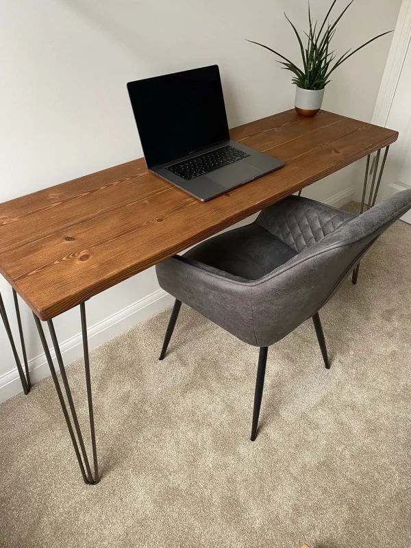 Rustic Office Desk, Industrial Steel Hairpin Legs, Customisable, Handmade To Order, Solid Wood Desk | Bespoke sizes - Image 2