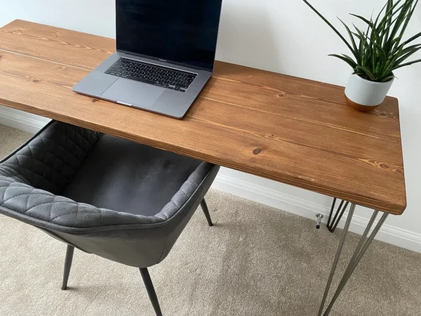 Rustic Office Desk, Industrial Steel Hairpin Legs, Customisable, Handmade To Order, Solid Wood Desk | Bespoke sizes - Image 5